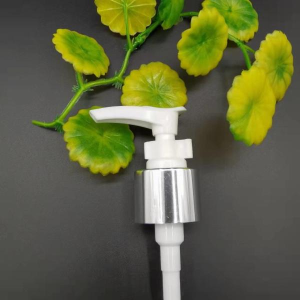 Small Dosage 0.7CC 24 / 410 Lotion Pump With Clip Silver Shine Aluminum Closure