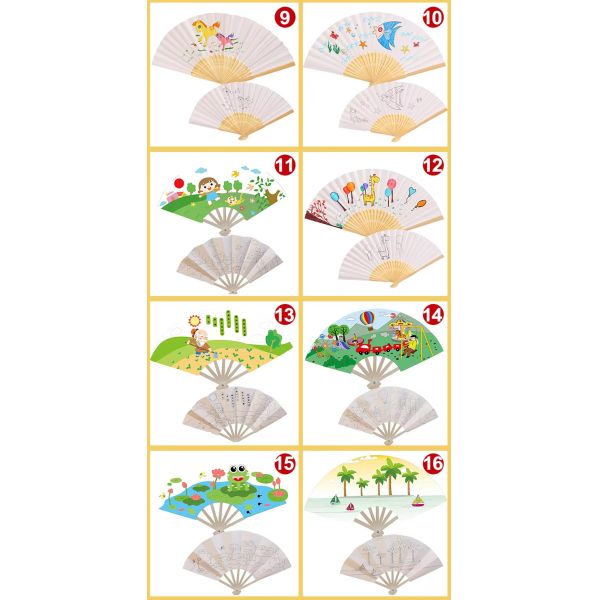 Custom Printed Logo Personalized Paper and Fabric Folding Bamboo Wood Plastic Hand Fan