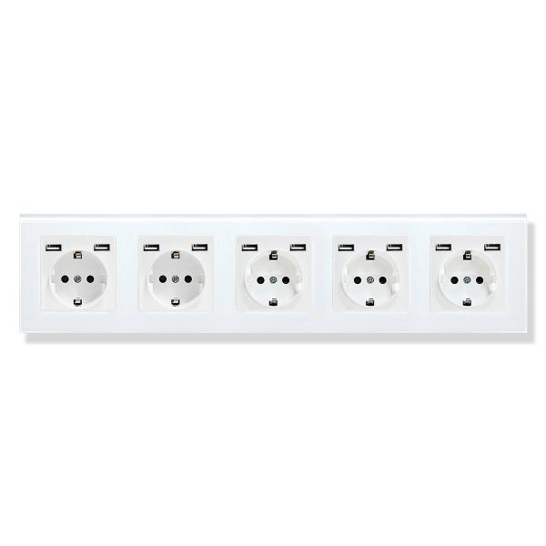 60mm GND Modern Plug Sockets Tempered Glass Panel Wall Socket With Usb Port