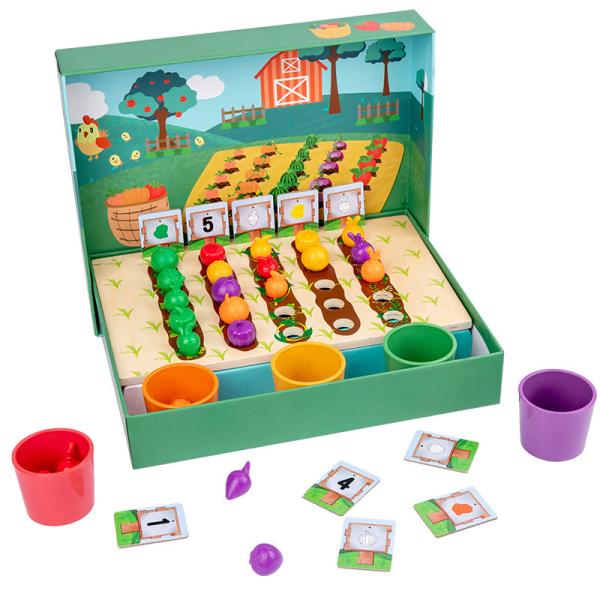 Children'S Wooden Vegetable Farm Fruit Color Cognitive Classification Interactive