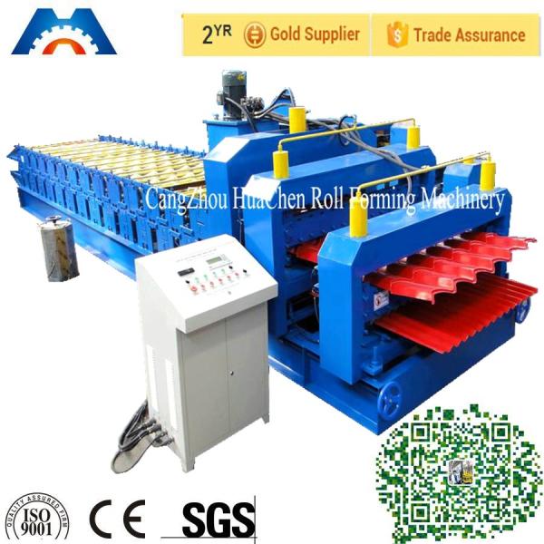 Roof Wall Double Layer Roll Forming Machine 0 - 15m / min Manual Hydraulic Decoiler