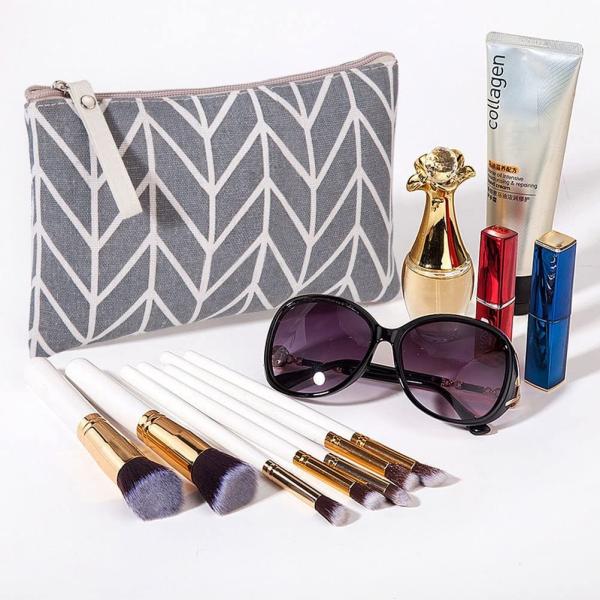 Canvas Multi Function Travel Makeup Small Zipper Pouch Toiletry Bag For Women