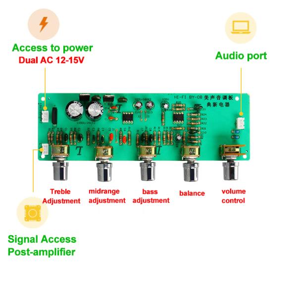 BY08 Panel de amplificador de potencia lineal con ajuste alto/medio/bajo AN4558 incluido