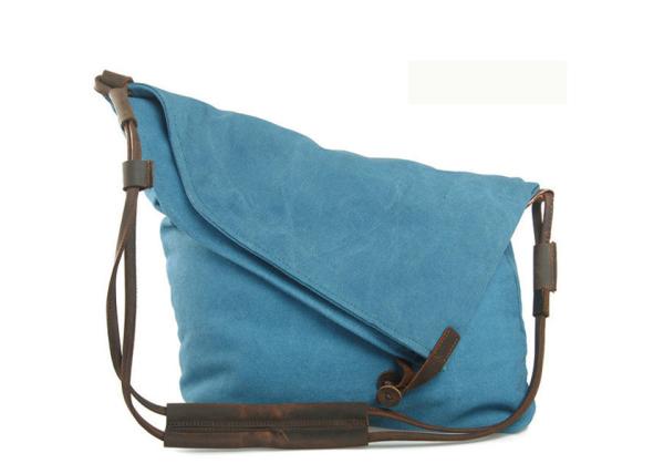 Classical Khaki Waxed Canvas Bag Folded Vintage Canvas Crossbody Bag