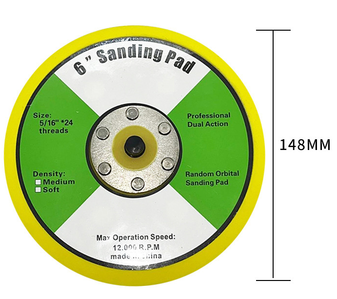 Polishing 125mm 6 Inch Velcro Backing Pad Hook Loop For Pneumatic Orbital Sander Custom