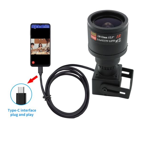 Mini USB 2.8-12mm Varifocal Lens Camera 1080p HD 2MP Manual Zoom for Android