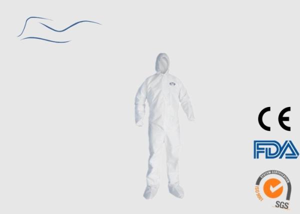 Type 5 / 6 Disposable PPE Coveralls Acid Resistant White Color 170 * 135CM