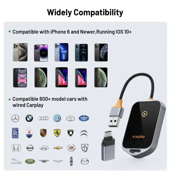 5V Wireless Carplay Adapter For Apple Ios Fast Convert Wired To Wireless Carplay Dongle