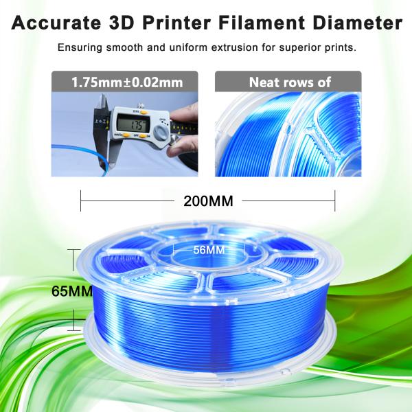 Silk Blue 3D Printing PLA+ 3D Filament 1kg 1.75mm Printing Temperature 220-240℃ Custom