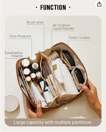 EACHY Travel Makeup Bag,Large Capacity Cosmetic Bags for Women,Waterproof Portable Pouch Open Flat Toiletry Bag Pattern Makeup Bag