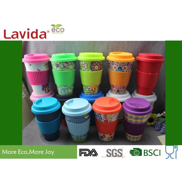 Dishwasher Safe Food Grade Bamboo Takeaway Cups Smelless With Grip Ring / Silicon Lid