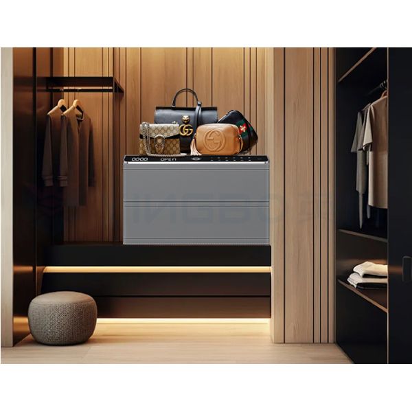 Safety Leather-Covered Jewelry Safe Box Auto Open Double Layers