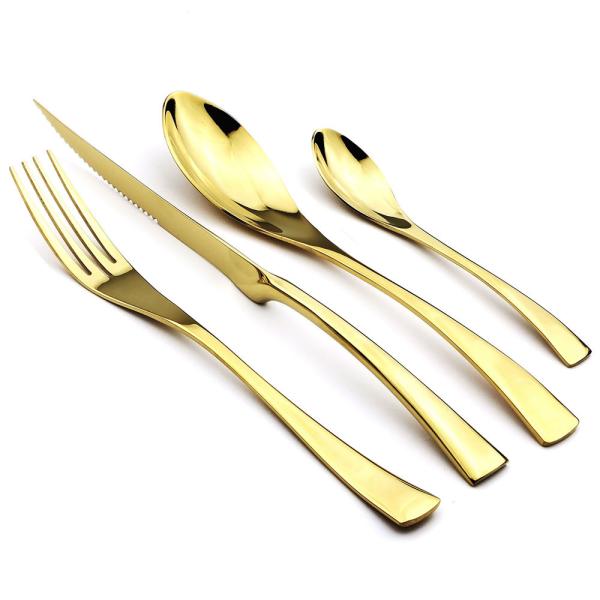 NEWTO KAYA Gold Flatware/Colorful Cutlery/Dinnerware/Silverware with Gold Color