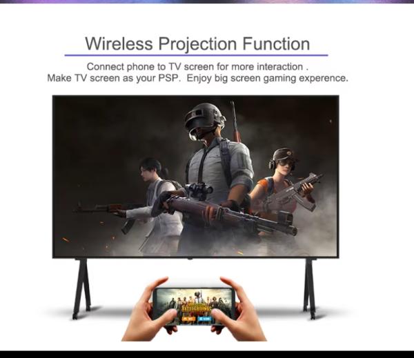 Téléviseur LED intelligent 4K UHD de 55 pouces avec Android 14.0, design sans bordure