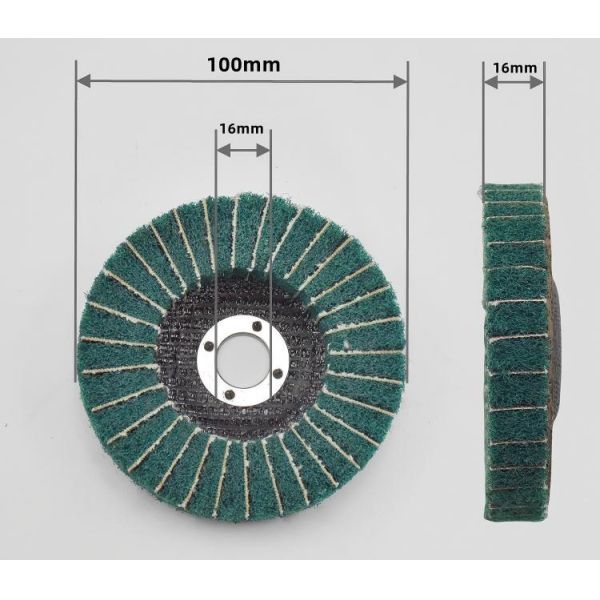 Green Non Woven Nylon Abrasive Flap Disc Pad 100mm 115mm For Metal