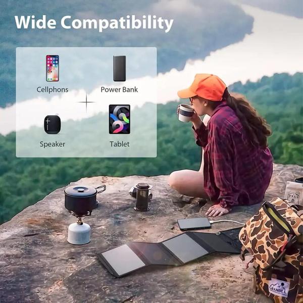 24% Efficiency 28W Pocket Solar Charger Panels Portable For Hiking Camping