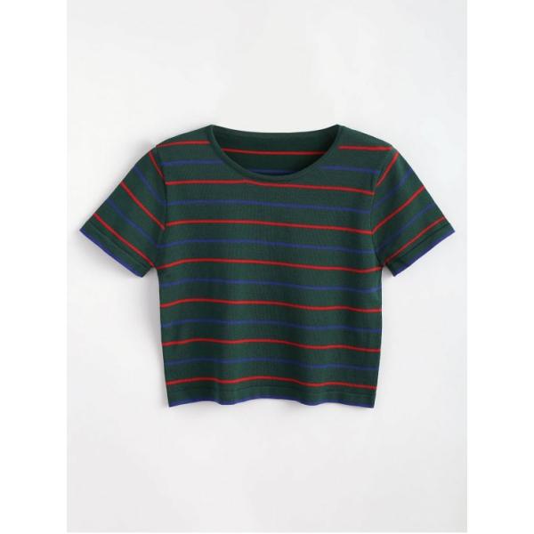 Custom Logo Stripe Cotton T Shirt Printing for Women