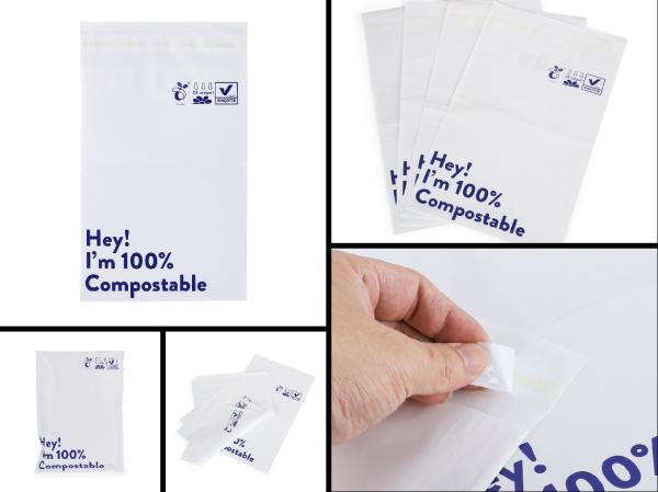 Garment Packaging Self Adhesive Courier Bags 100% PLA Corn Starch Packaging