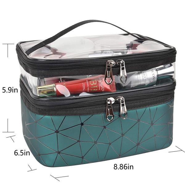 Hot sell cosmetic bag with 2 layer for double zippers