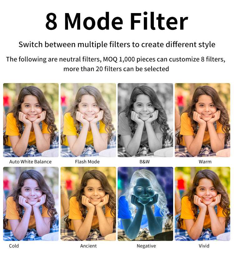 Retro Screenless Digital Camera Screen-free 8 Mode Filters Without Screen 8MP Photo with Photo Counter LED Flash Camping Camera