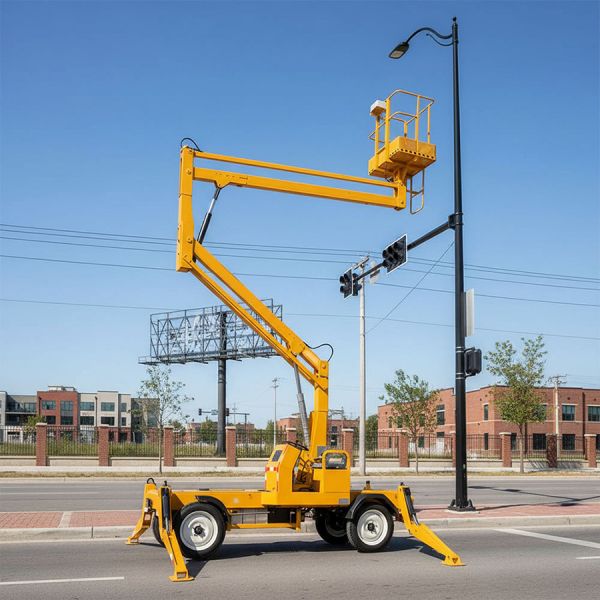 10m 12m 14m 200kg Towable Hydraulic Platform Lift Telescopic Boom Lift For Outdoor Aerial Work