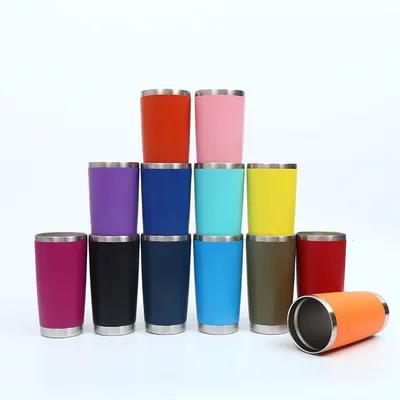 Travel Coffee Tumbler 20 Oz Insulated Mug With Lid Stainless Steel Cup For Hot And Cold Drinks Powder Coated Yellow