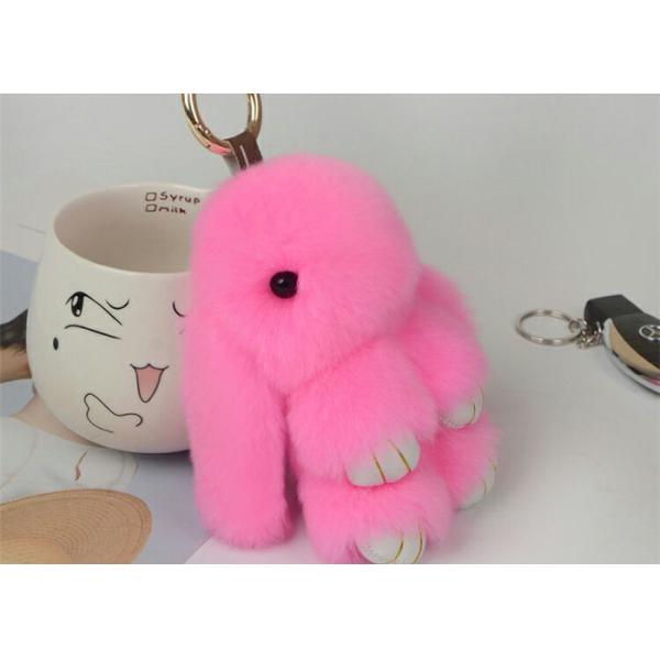 Pink Rabbit Fur Keychain