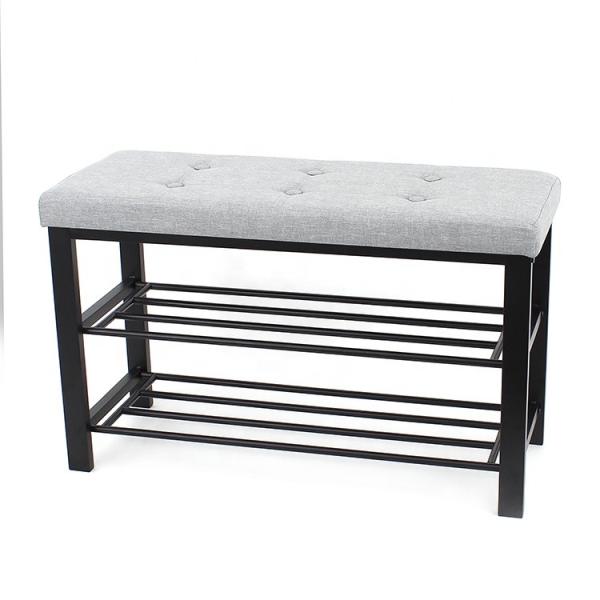 Customized Metal Fabric Shoe Rack Furniture Storage Bench For hallway