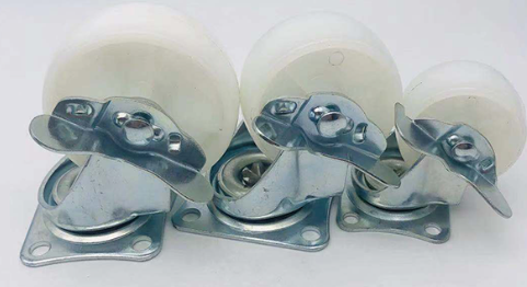 2 Inch 50mm White PP Wheel Plain Bearing Swivel Plate Caster With Brake