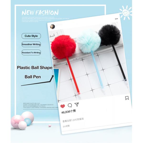 Lindo y colorido bolígrafo de plástico de pelusa suave de 1.0 mm de barril delgado