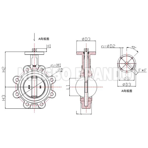 DN40 a DN800 válvula de tipo mariposa sin cabeza con asiento con respaldo duro