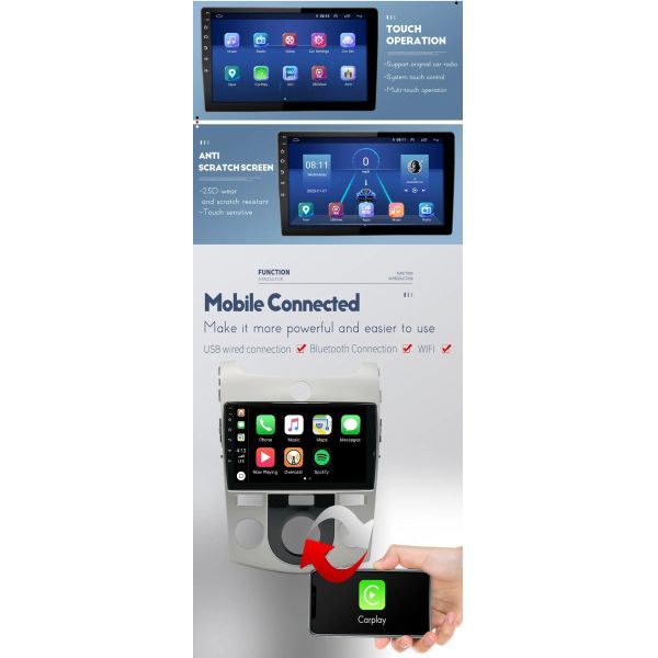 Android Auto Radio Multimedia Player For KIA FORTE MANUAL AC 2009 -2012