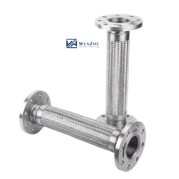Гибкая металлическая гофрированная труба с фланцевым соединением Серебряный шланг из нержавеющей стали 304 316