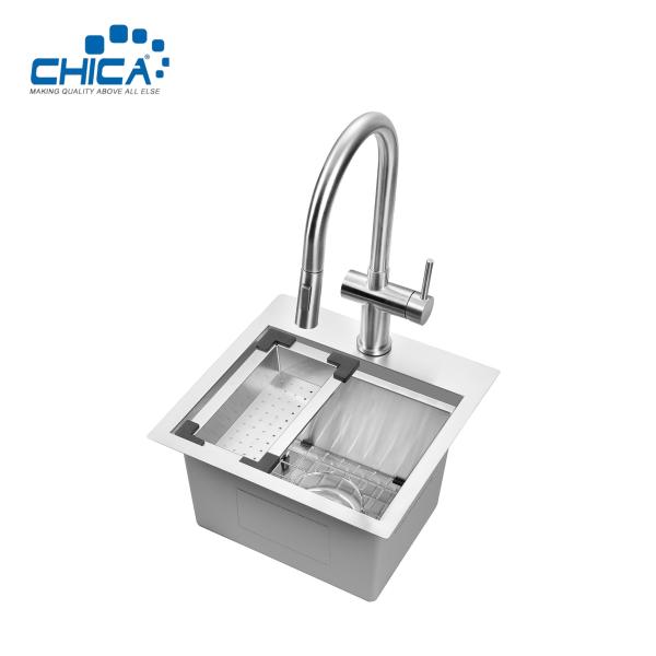 topmount handmade house kitchen sink SUS304 stainless steel single bowl sink