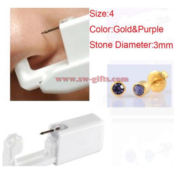 Women No Pain Ear Piercing Kit Disposable Safe Sterile Body Piercing Gun+Stainless Steel Stud+Alcohol Prep Pad