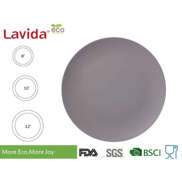 Gray Solid Color Bamboo Fibre Plates High Strength Non - Flammable For Household