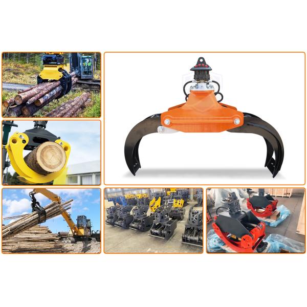 3 ton Hydraulic Excavator Attachments Rotating Wood Grapple Max Jaw Opening 1.5m
