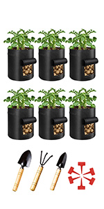 10 Gallon Potato Grow Bags, Planter Pouch Bags for Vegetables, Fruits and Flowers Flap Window, Garden Planting Bag
