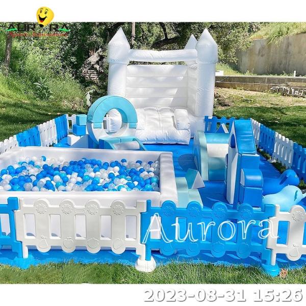 Outdoor Party White Castle Inflatable Soft Play Equipment Soft Foam Play Set