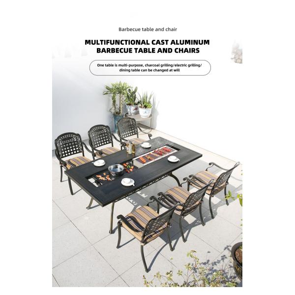 Cast Aluminum Multifunctional BBQ Garden Set Outdoor BBQ Grill Table