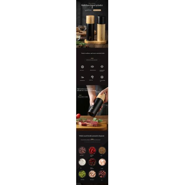 Pepper Mill Handcrafted 7-Inch Oak Wood Salt and Pepper Mills with Adjustable Grinder