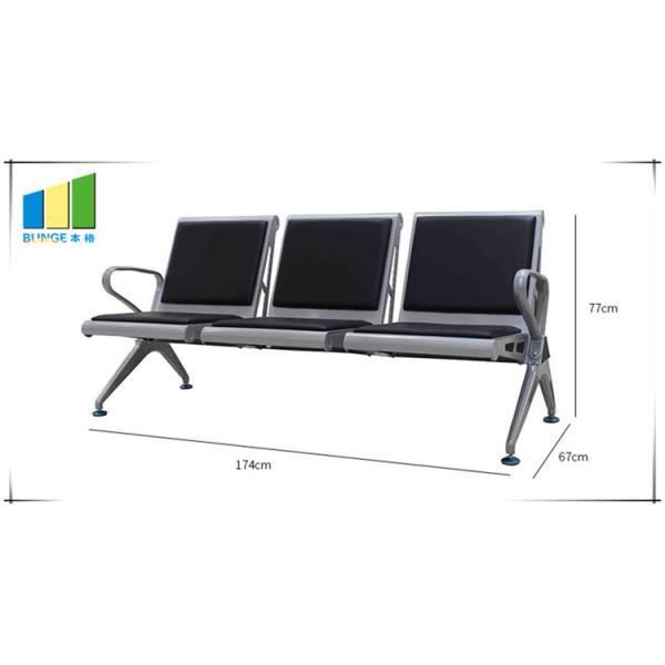 Кожа Пу ноги нержавеющей стали Сеатер стула 3 больницы/офиса общественная ждать