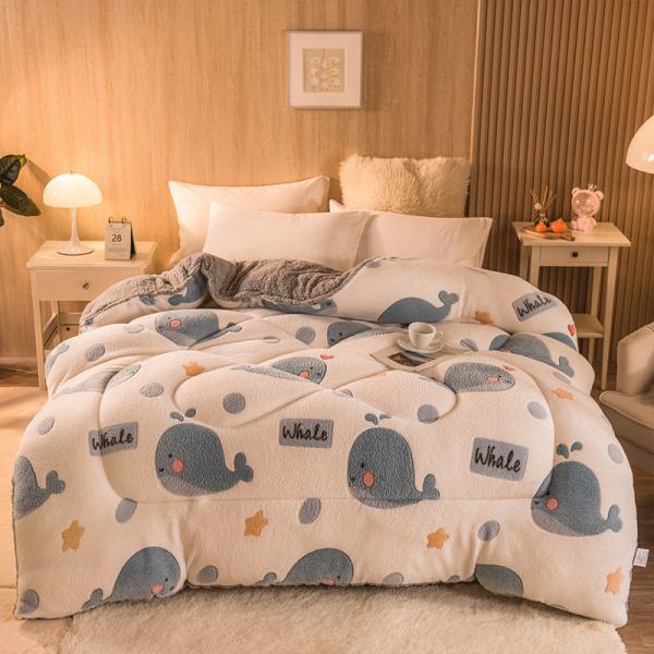 Logotipo personalizado Quilt veludo bordado Quilt quente espesso Quilt de inverno Plush pronto