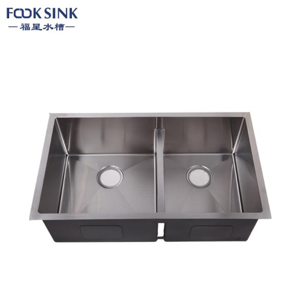 Square Double Bowl Kitchen Sink 1.05mm Thickness Not Easy Deforming