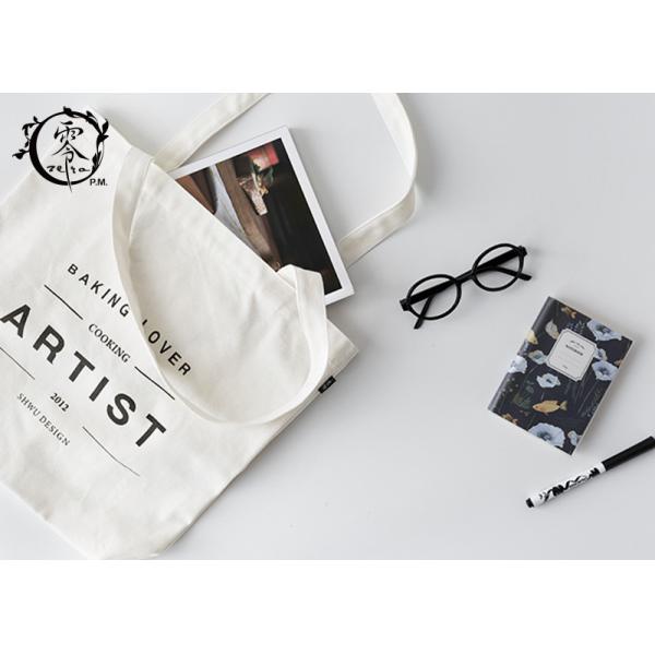 Natural Color Reusable Cotton ECO Shopping Bags , Tote Plain Color Simple Design Letter Bags