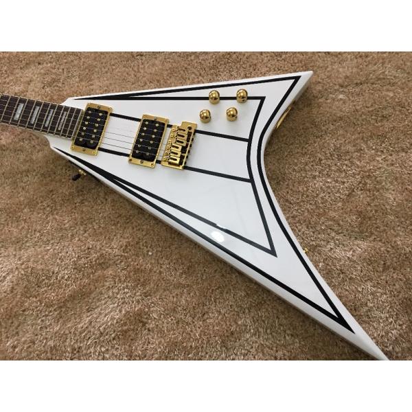 jackson custom guitar White color Golden hardwares Blocks inlay on rosewood fingerboard flying v electric guitar 6 strin