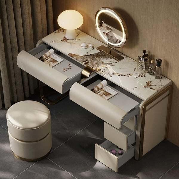 Dressing Table Makeup Mirror Set With Lights For Bedroom And Vanities Desk Drawers Furniture Designs