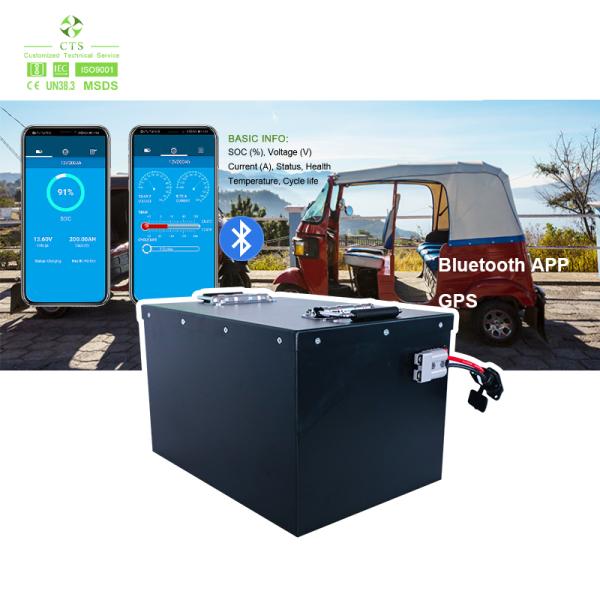 Low Speed Vehicle 48V 150Ah Rechargeable Lithium Batteries for Electric Tricycle Golf Cart , 72V 200Ah LiFePO4 Battery Pack
