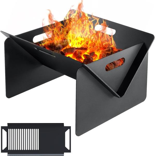 Outdoor Portable Firepit with BBQ Tray Nonstandard 18 inch Fire Pit BBQ Grill Stove