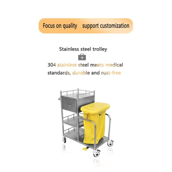 Camión de hospitales de metal de gran capacidad Camión de instrumentos de acero inoxidable personalizado